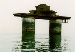 'Knock John' Fort - the other type of Maunsell Fort. Each of the massive concrete legs formed accommodation for the troops manning the fort. Photo © Gary Smith